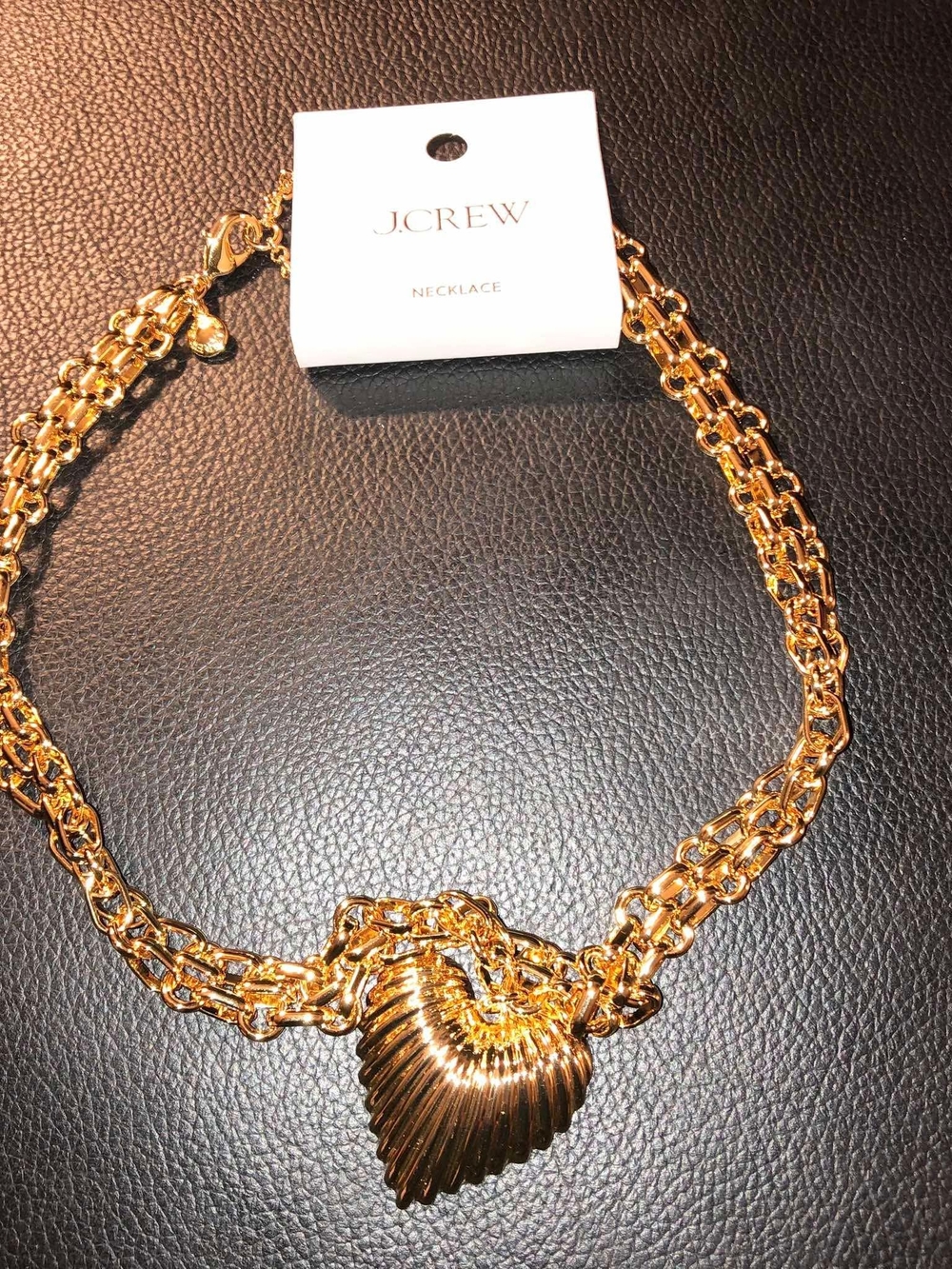 J. Crew Gold Double-Chain Heart Pendant Necklace